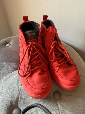 Zara Red Kids High-Top Sneakers